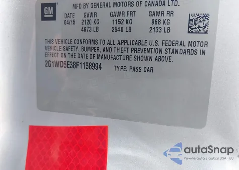 2015 Chevrolet Impala Limited Police из США, поврежденный, VIN 2G1WD5E38F1158994